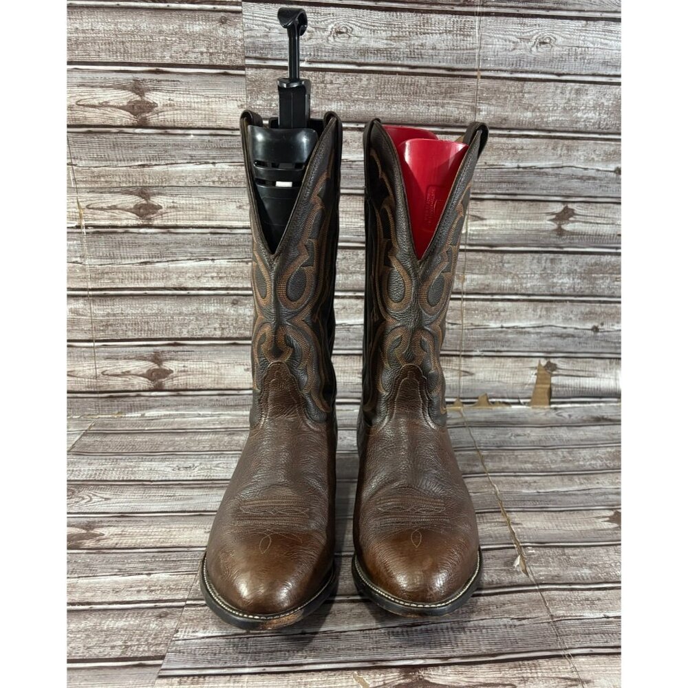 Nocona Oily Toro two tones Cowboy Boots Size 11.5 3E color brown made in Usa - Picture 2 of 9